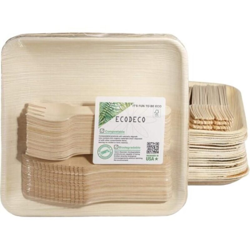 Eco-Friendly Palm Leaf Plates - 50 Pack, 8 Inches, Biodegradable, 50% Off
