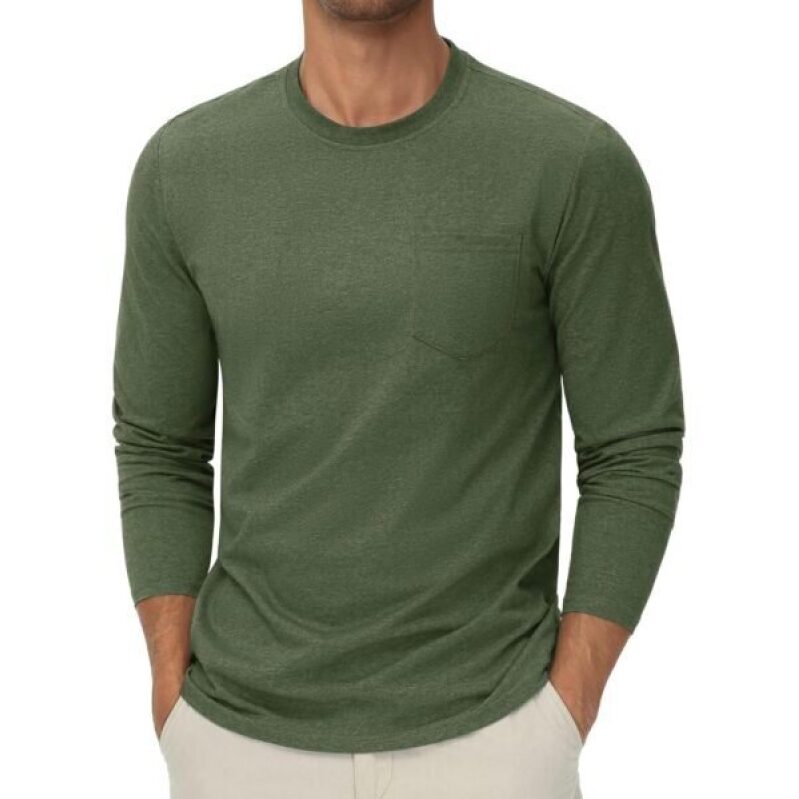 Long Sleeve Cotton T-Shirt - Moisture Wicking, Soft, Golfing, Casual