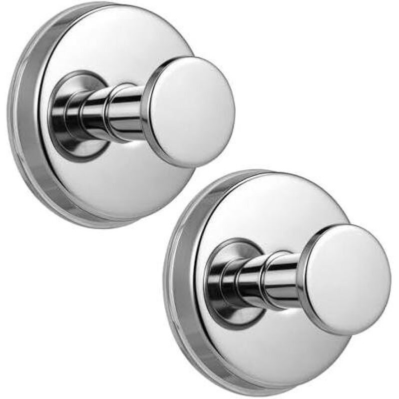 Powerful Suction Hooks - 15lb Capacity, No Drilling Needed, 2-Pack, Chrome Finish