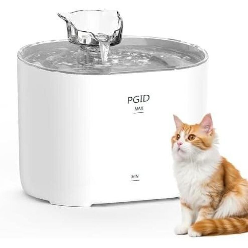 PGID Max Automatic Pet Water Fountain - 2.2L Capacity, Corded, Silent Operation, Cat & Dog Friendly
