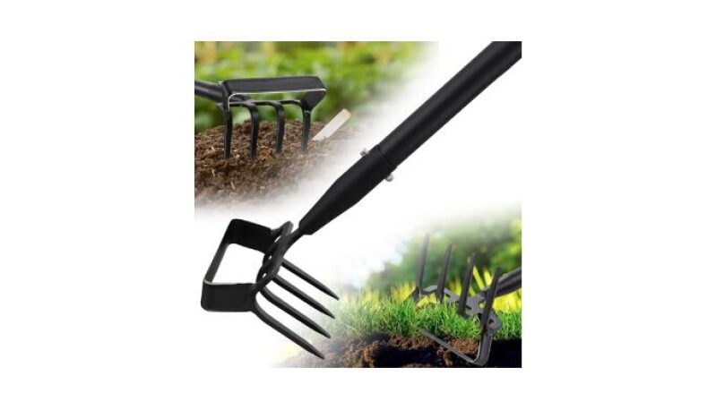 2-In-1 Stirrup Hoe with 4-Tine Cultivator - Heavy Duty Garden Tool