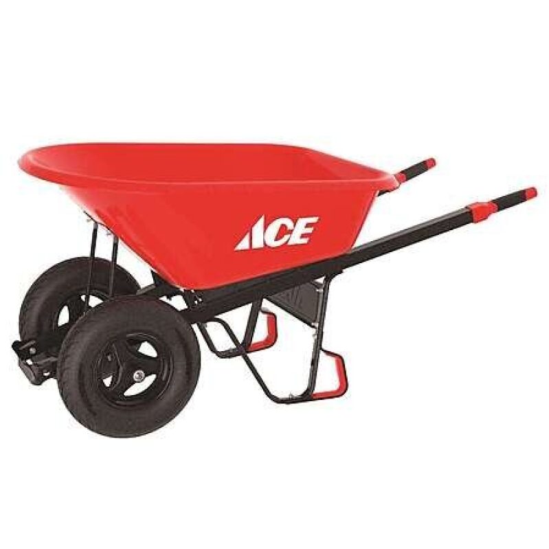 Ace Hardware 6 cu. ft. HDPE Steel Frame Wheelbarrow w/ Integrated Dump Grips