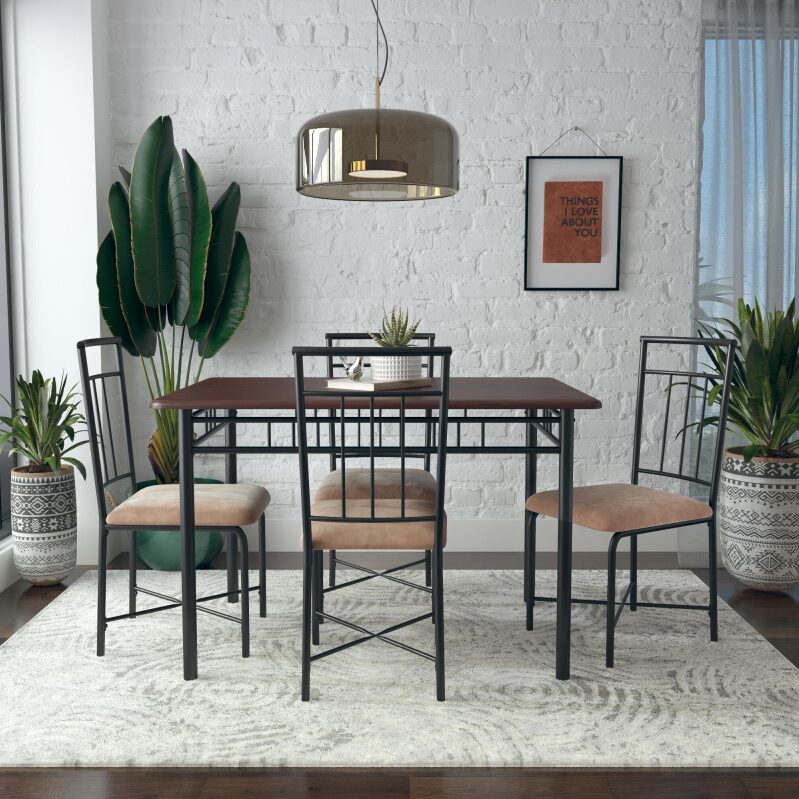 Elegant Dining Set for Small Spaces - Mainstays 5-Piece Wood & Metal