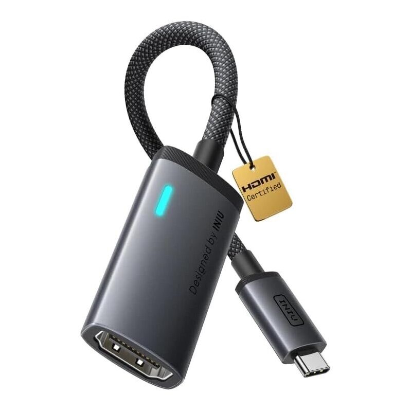 INIU USB C to HDMI Adapter - 4K@60Hz, Plug & Play, No Lag