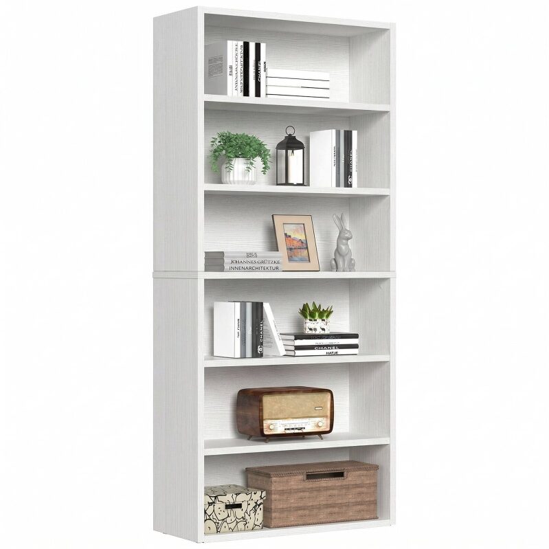 Elegant 6-Tier Bookcase for Modern Living Spaces