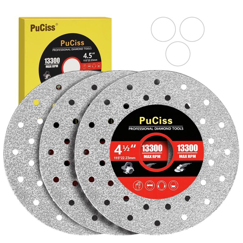 3pk PuCiss 4-1/2 in. Tile Cutter Diamond Saw Blades for Angle Grinder