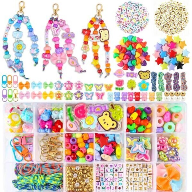 487 PCS Beaded Keychain Making Kit - Ideal for DIY Jewelry and Craft Projects