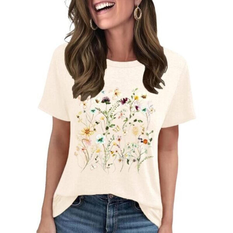 LETSEE Floral Graphic Tees for Women - 50% Off