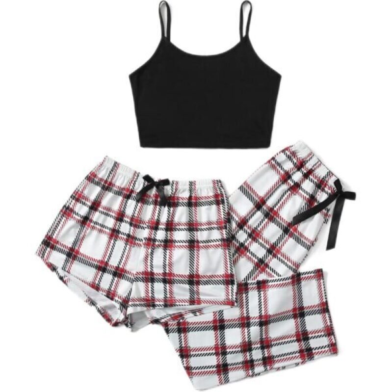 GORGLITTER Women’s 3 Piece Plaid Pajamas Pants Set - Comfortable and Stylish Loungewear, 65% Off