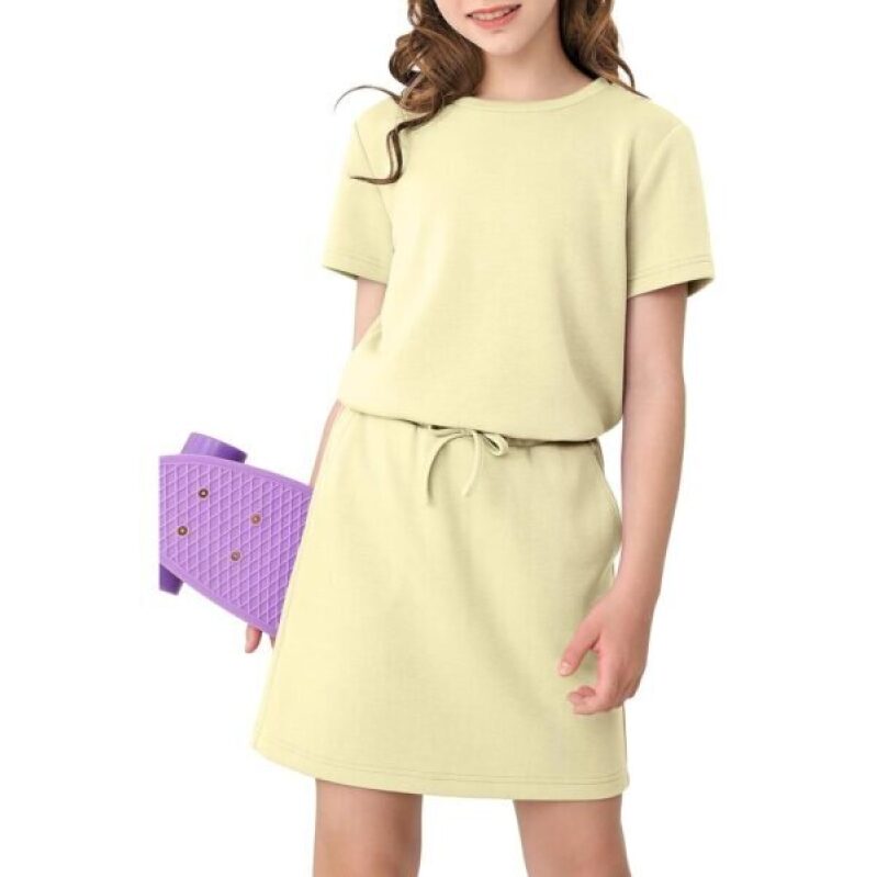 XMWEALTHY Girls 2 Piece Outfits - Light Yellow 5-6Y - 40% Off