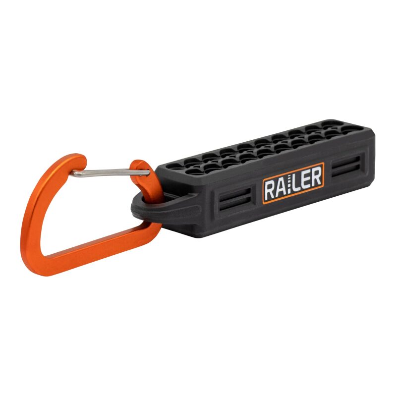 Railer 20-Hole Screwdriver Bit Holder - Organizer with Carabiner