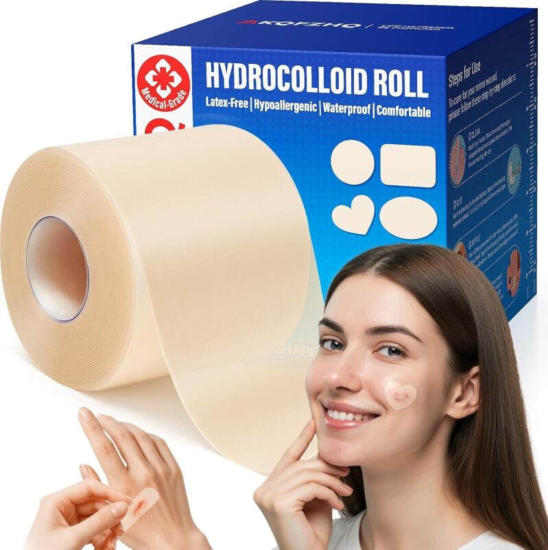 Medical Grade Hydrocolloid Pimple Patch Roll - Latex-Free, Hypoallergenic, Waterproof