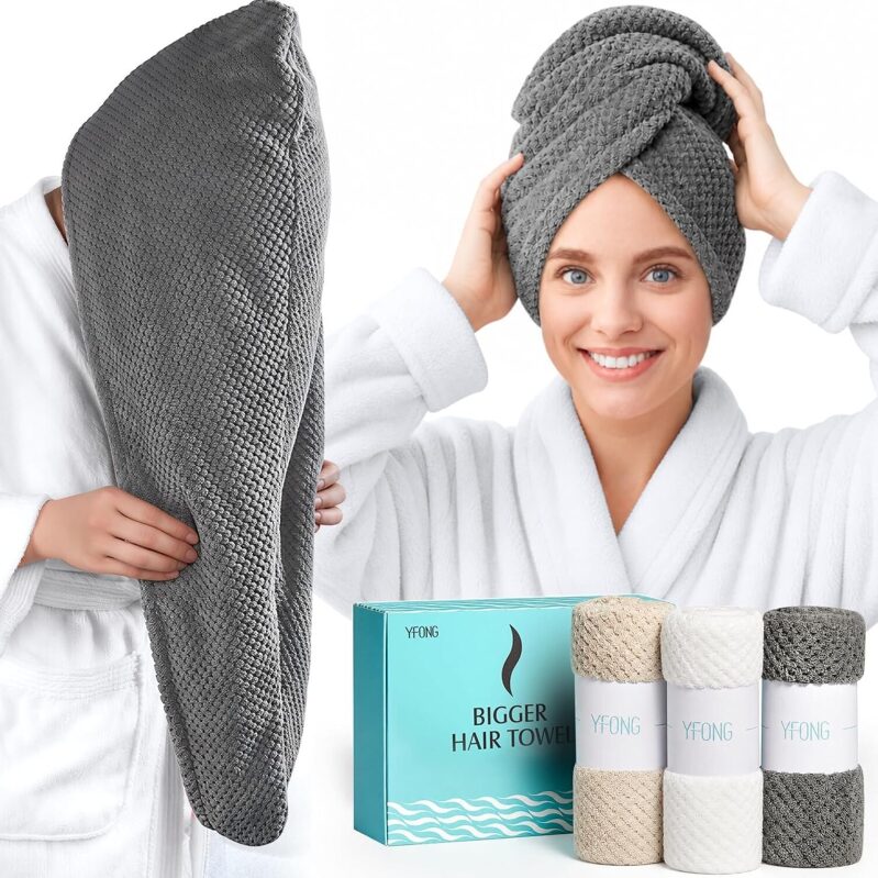 Large Microfiber Hair Towel Wrap (3 Pack) - Save 45%