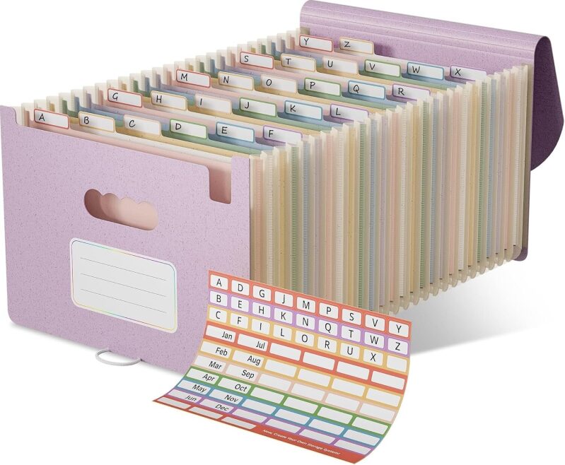 Wheat Straw 26-Pocket Expanding Accordion File Organizer