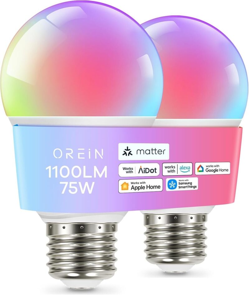 Matter A19 Smart Light Bulbs (2 Pack) - Smart Home Upgrade