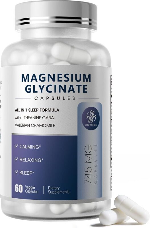 Magnesium Glycinate 850mg Capsules with L-Theanine - Calming, Relaxing, Sleep Support