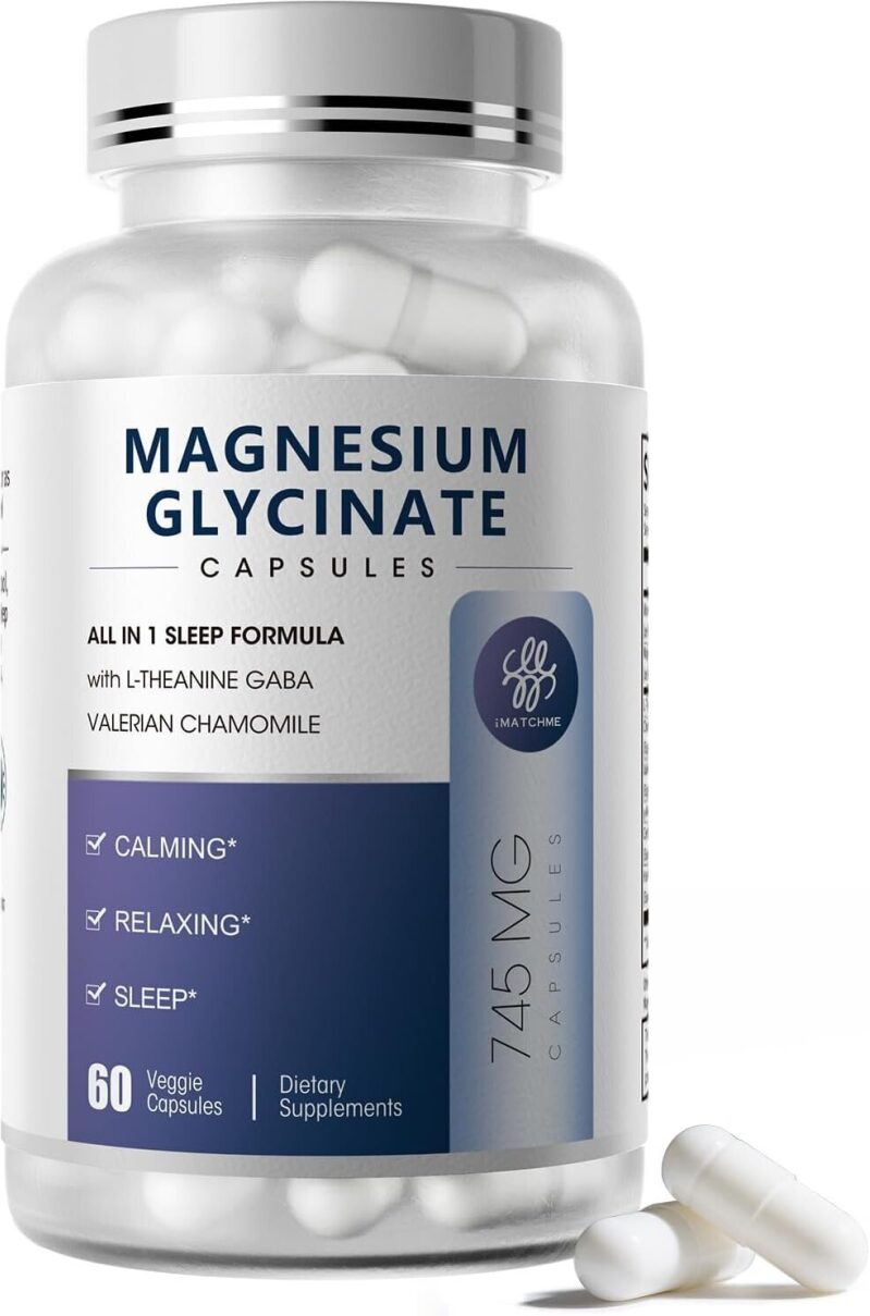 Magnesium Glycinate 850mg Capsules with L-Theanine - Calming, Relaxing, Sleep Support