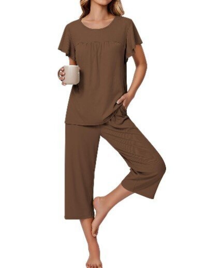 Ekouaer Women's Short Sleeve 3/4 Pants Set - Stylish and Comfortable