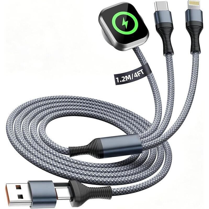 3-in-2 USB-C & USB-A to Apple Watch Charger with Multiple Charging Options