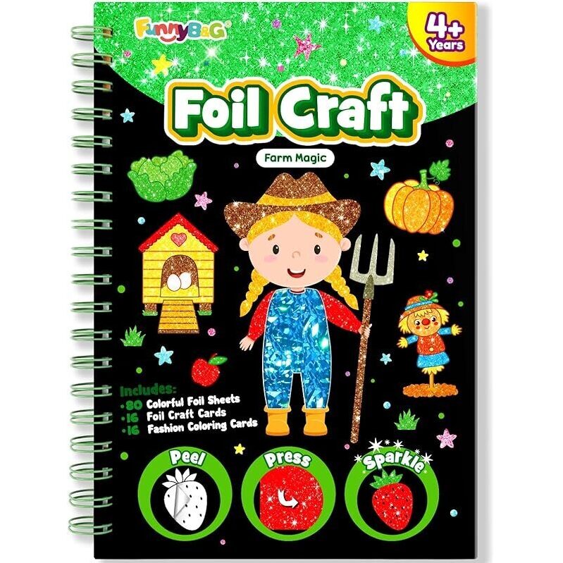 FUNNYB&G Foil Art Craft Kit for Girls - 112-Piece Farm Magic