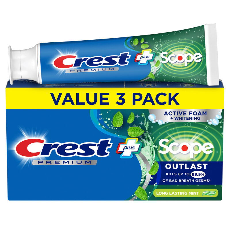 Crest Premium Plus Scope Outlast Fluoride Toothpaste 3-Pack Value Deal