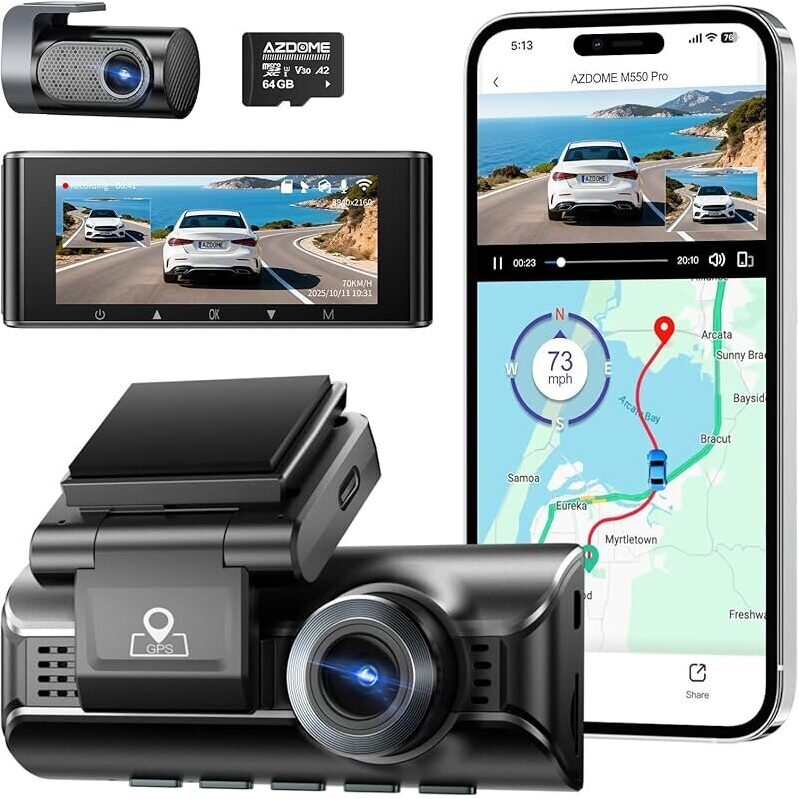 Azdome M550 Pro 2.5K GPS WiFi Dash Cams with Advanced Safety Features