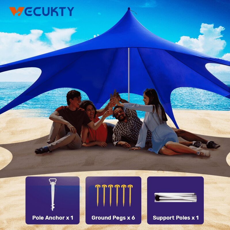 VECUKTY 12x12ft Beach Tent: Ultimate Sun Shelter with UPF 50+ UV Protection