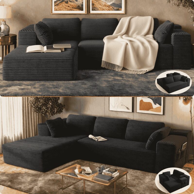 Lofka 105-in Free Assembly L-Shaped Sectional Sofa