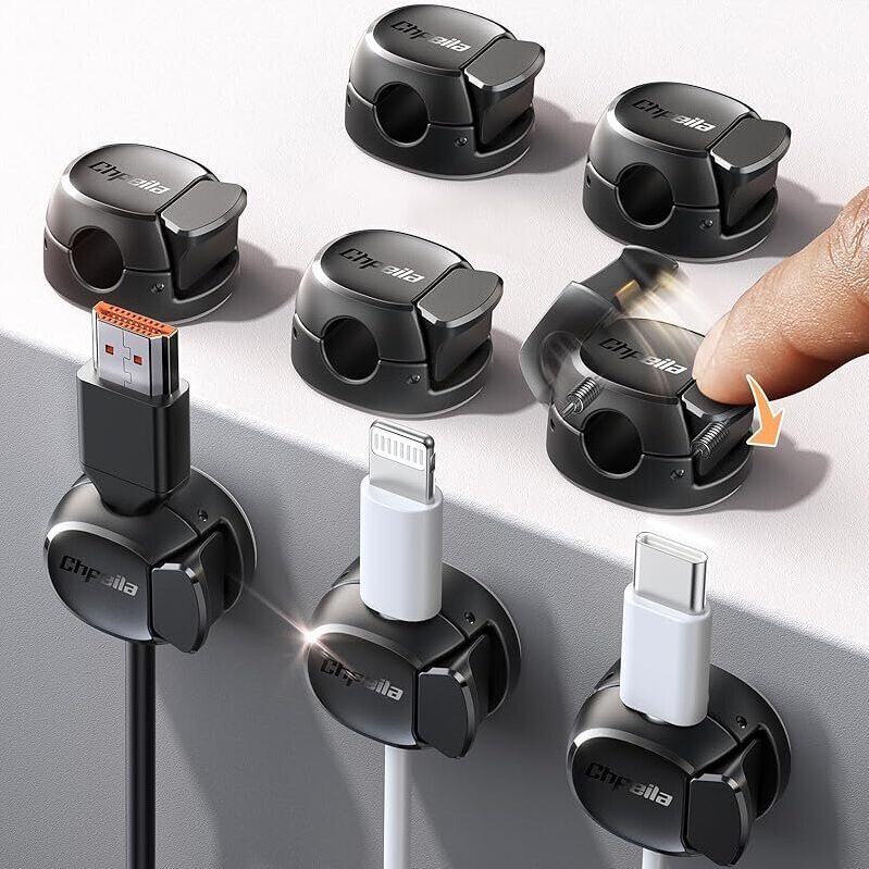 Secure 8pk Cord Holder Cable Clips with Dual Spring & Clasp