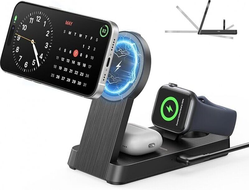 3 in 1 Magnetic Wireless Charging Station for iPhone, Apple Watch, and AirPods