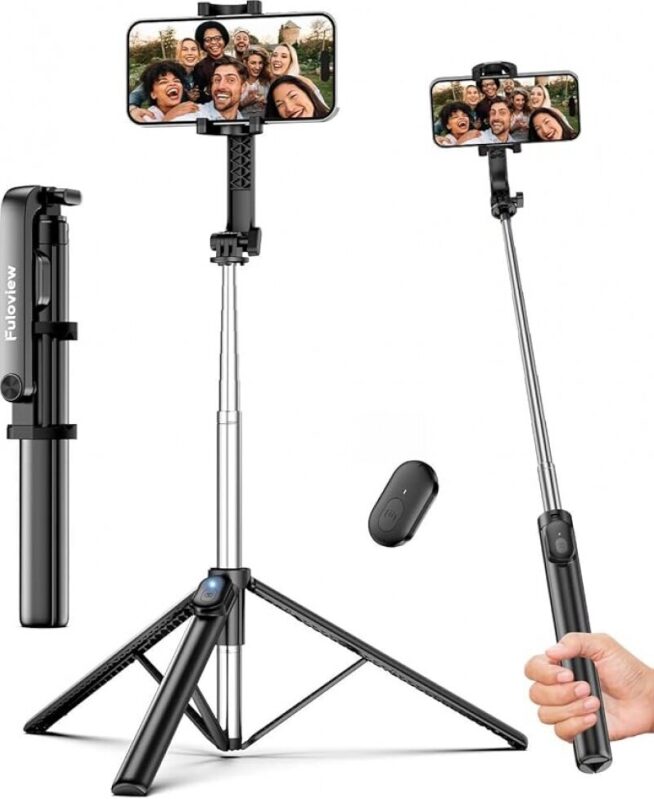 Fuloview 67” Selfie Stick Tripod for iPhone - Extendable & Wireless Remote