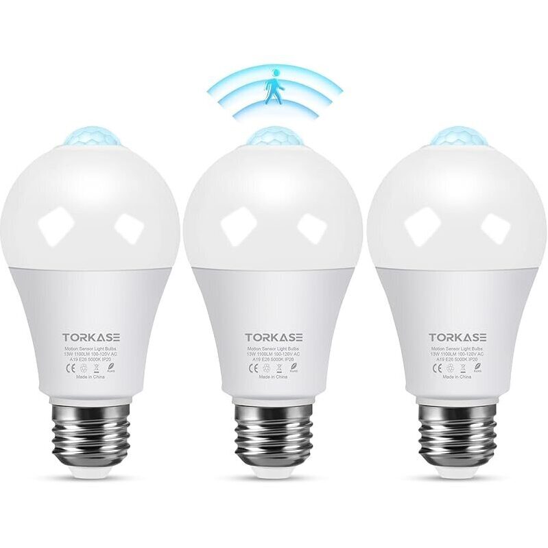 Smart Motion Sensor Light Bulbs - Torkase 13W A19 E26