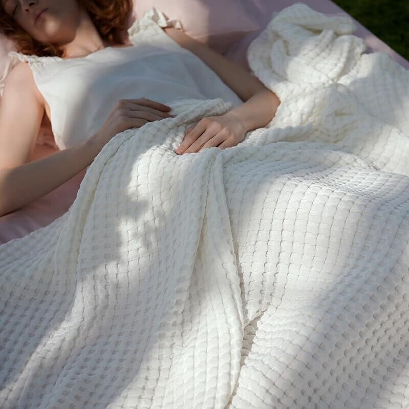 Bedsure Cooling Cotton Waffle Full Size Blanket 80x90-inch