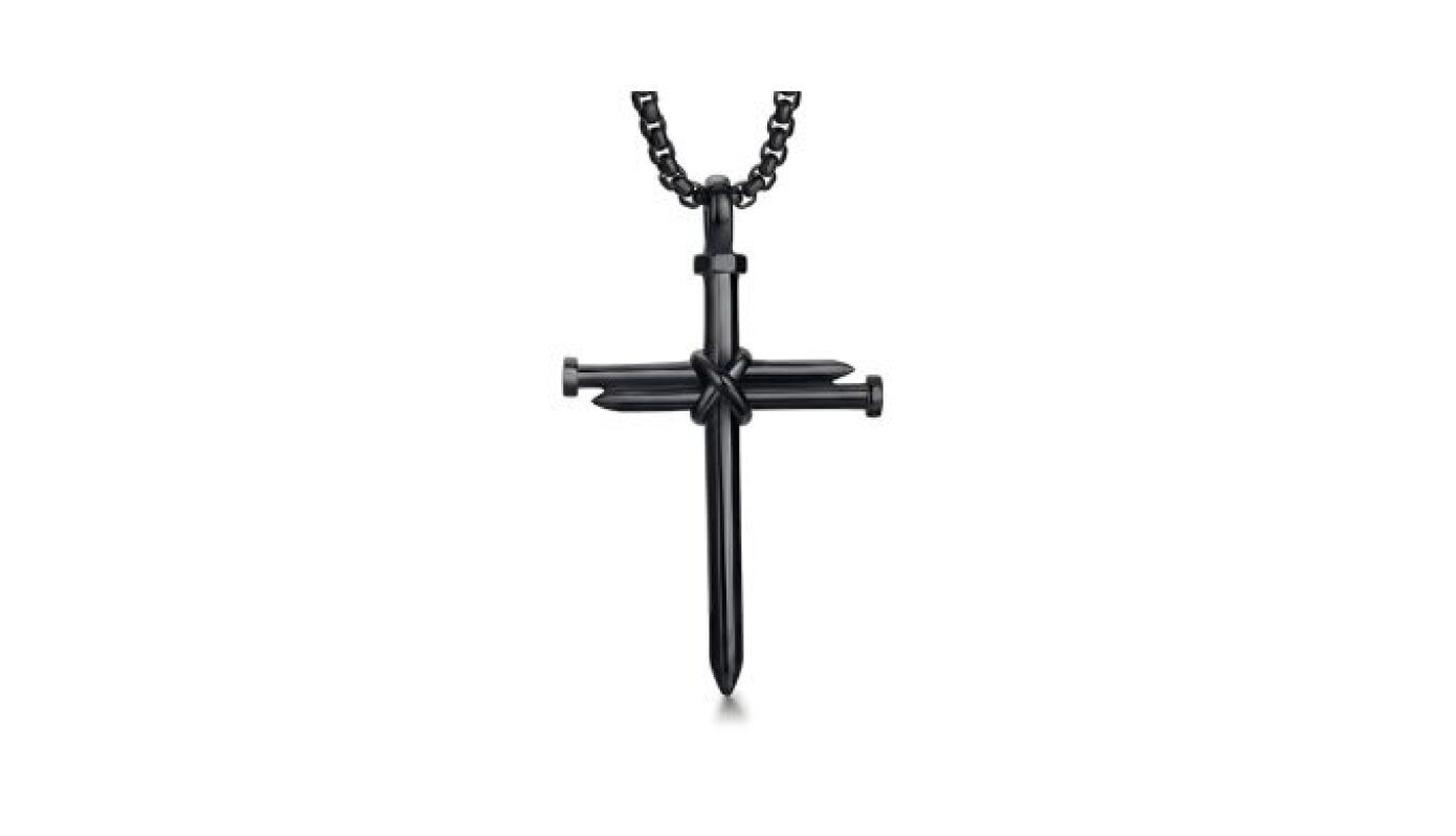 VEADONS Stainless Steel Nail Cross Pendant Necklace - Fathers Day Gift for Dad
