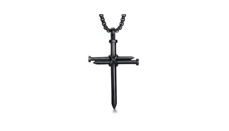VEADONS Stainless Steel Nail Cross Pendant Necklace - Fathers Day Gift for Dad