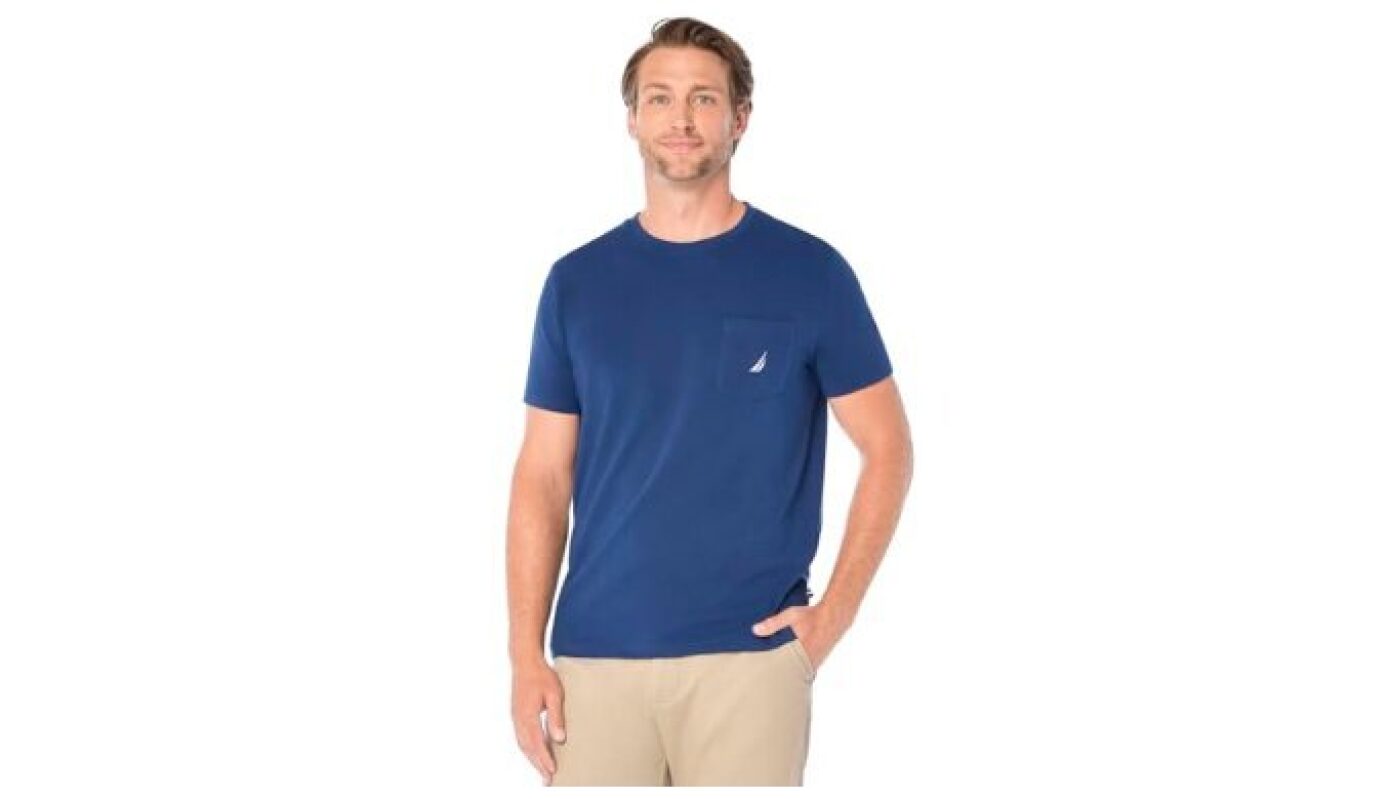 Nautica Men's Solid Crew Neck Short-Sleeve Pocket T-Shirt - Estate Blue