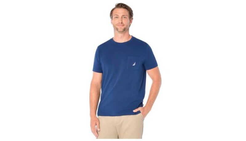 Nautica Men's Solid Crew Neck Short-Sleeve Pocket T-Shirt - Estate Blue