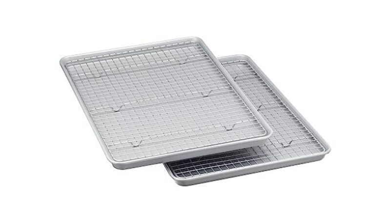Amazon Basics Ceramic Nonstick Baking Sheets & Cooling Rack Set - 2-Pack
