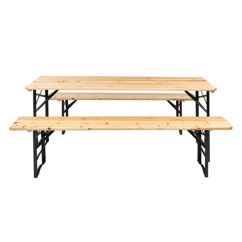 Ktaxon 6ft Wooden Folding Patio Camping Picnic Table Set with Bench