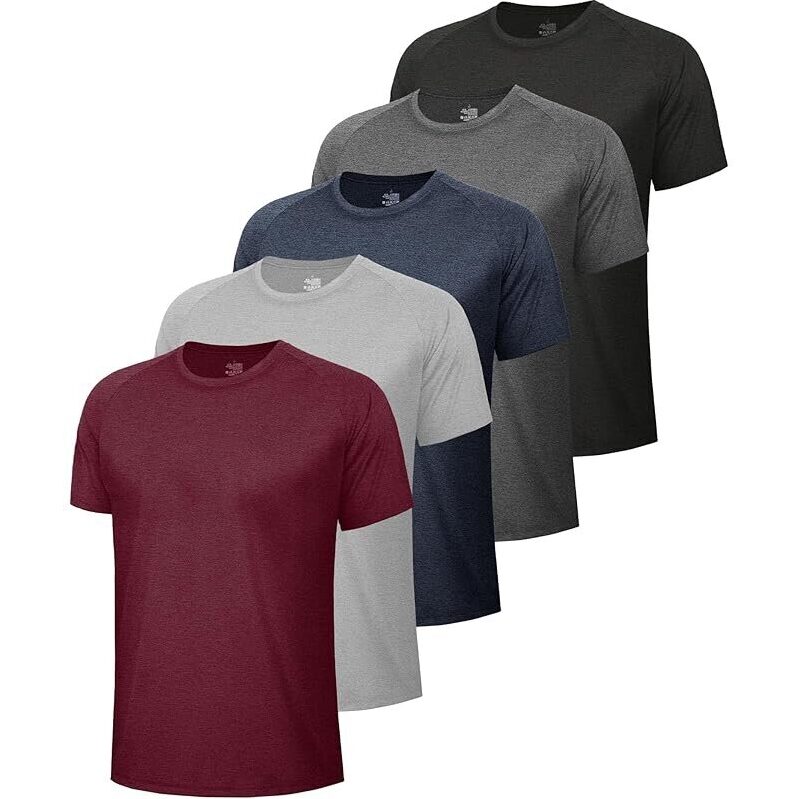 5-Pack Moisture Wicking Workout Shirts for Men - Perfect for Running and Intense Workouts