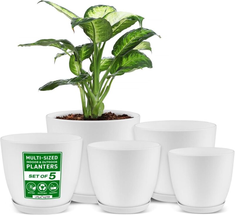 5-Pack Eco Friendly Plant Pot Set - Multi-Sized Indoor & Outdoor Planters