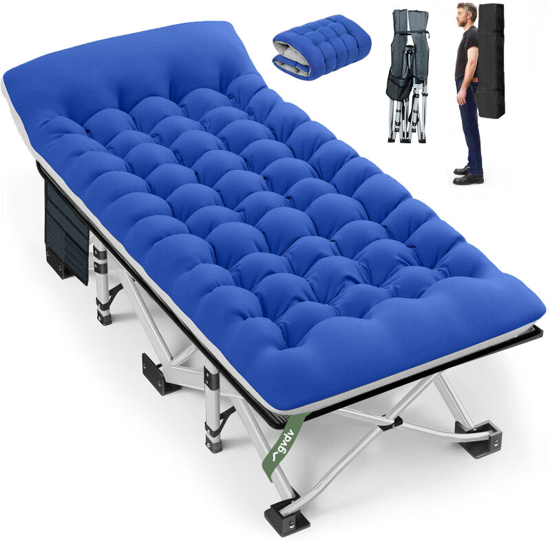 GVDV Folding Camping Cot with Dual-Sided Mattress - Ideal for Outdoor Adventures
