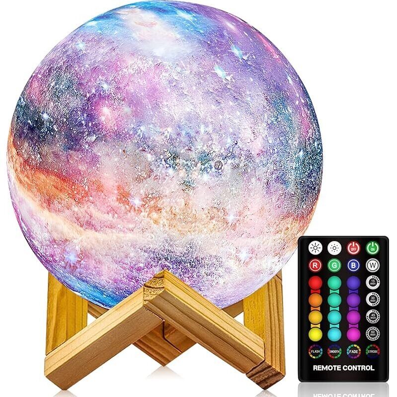 Logrotate Galaxy 16 Colors LED 3D Printing Moon Lamp Night Light