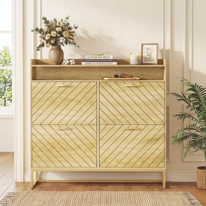 Slim 4-Drawer Shoe Cabinet for Entryway - Space-Saving Shoe Storage
