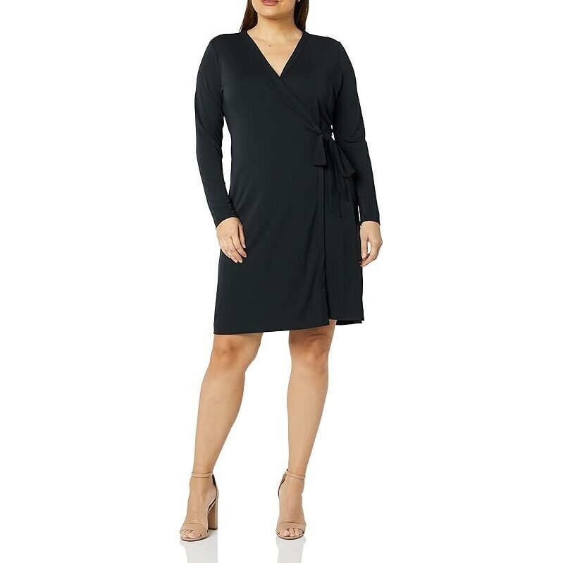 Versatile Black V-Neck Wrap Dress for Every Occasion