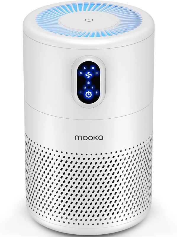 MOOKA H13 True HEPA Air Purifier for Home Large Room - 1076 sq ft Odor Eliminator