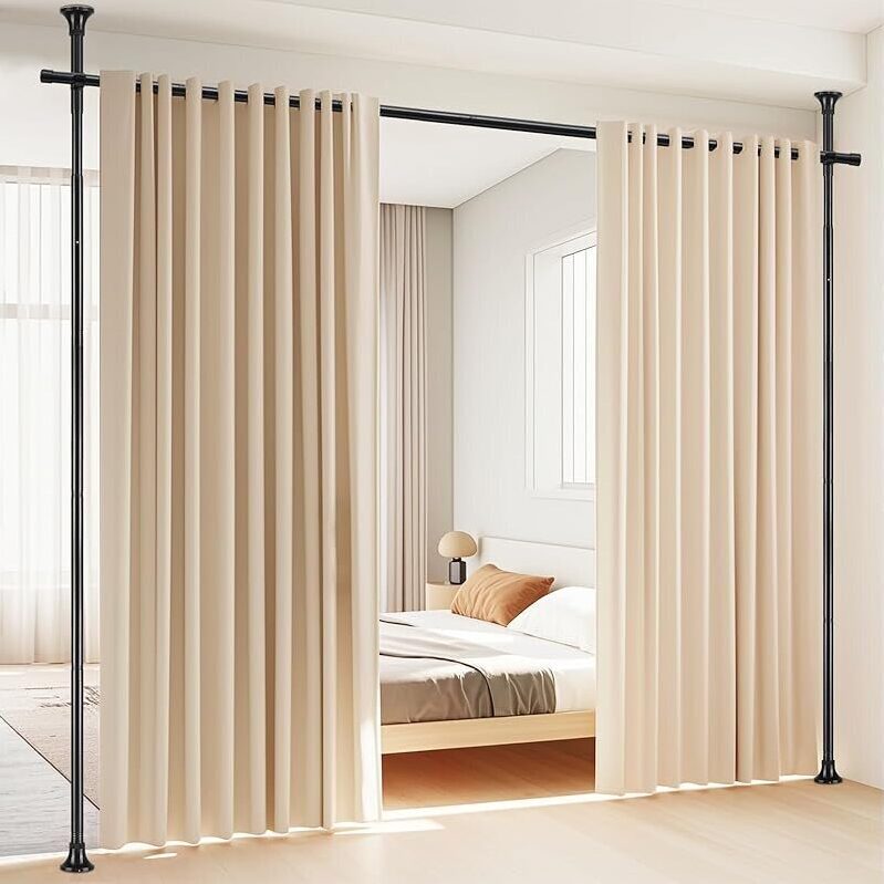 Versatile No Drilling Curtain Rod Wall Divider - Ideal for Any Space