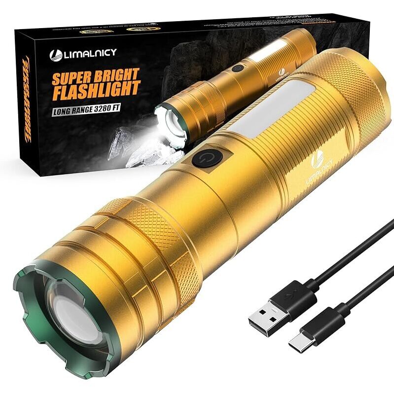 Powerful USB Rechargeable Flashlight - High Lumens, Long Range, 4 Modes