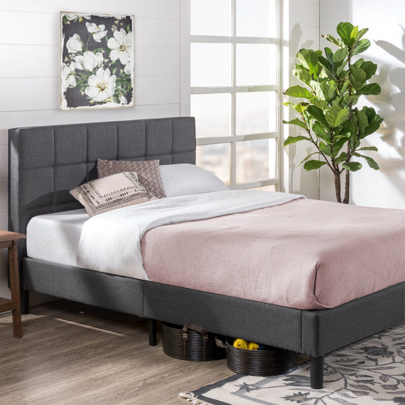 Zinus Lottie 43-in Upholstered Platform Bed Frame King