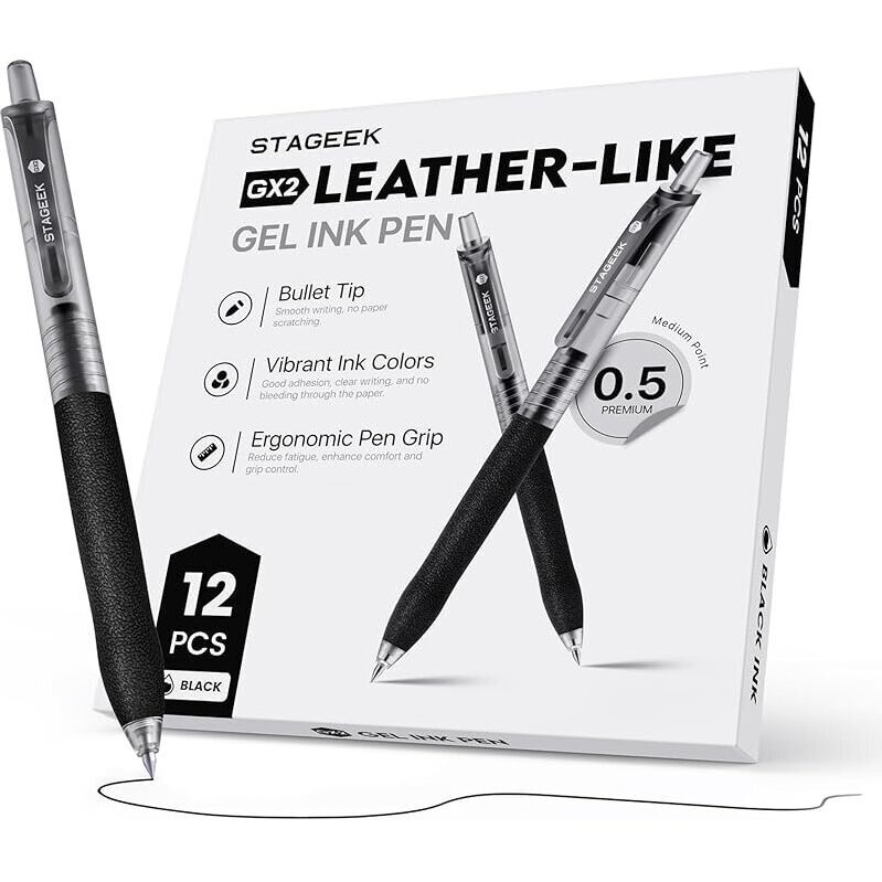Stageek 0.5mm Gel Ink Pens - 12-Piece Set